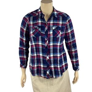 Torrid Plaid Button Down Shirt Blue Multicolor Size 1X